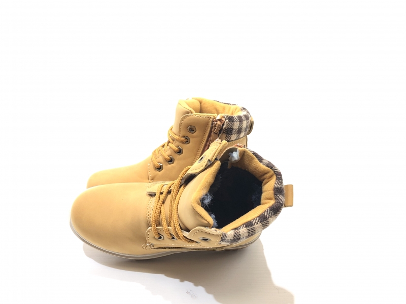 Зимние утепленные ботинки для детей Коричневая клетка